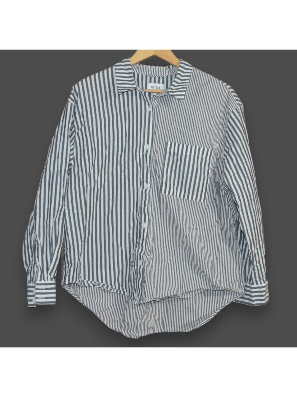 Pistola Womens Sz L Button-Front Striped Shirt ($128 in Store)